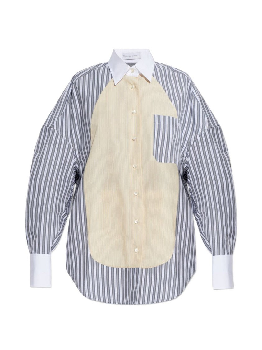 Stella Mccartney Vertical Stripe Shirt With Beige Patch