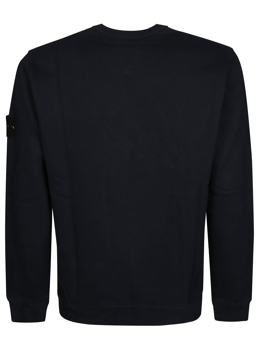 Stone Island Black Crewneck Sweatshirt With Distinctive Logo Patch