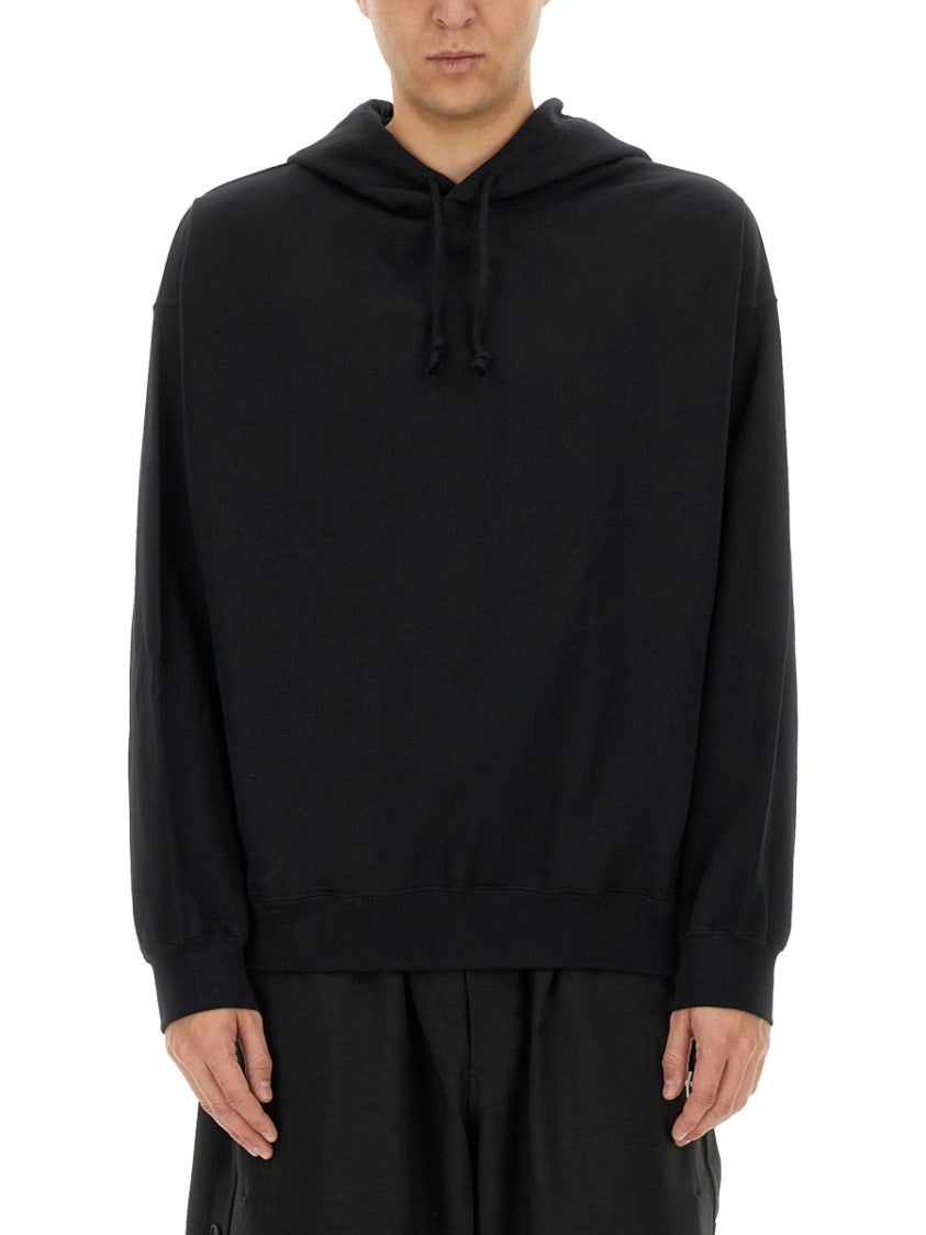 Y-3 Black Graphic Print Hoodie With Spacious Hood