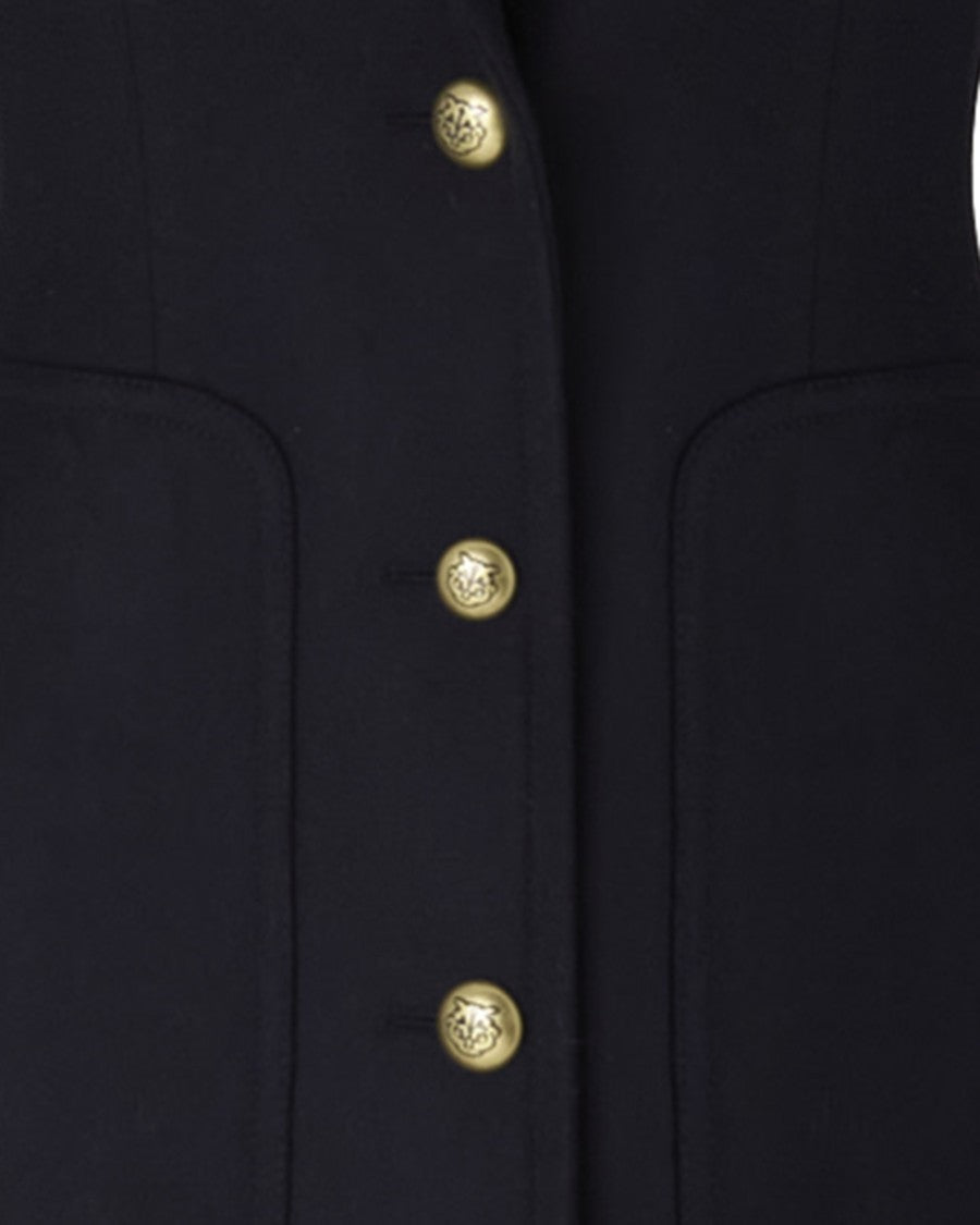 Pinko Navy Blue Wool Cashmere Coat