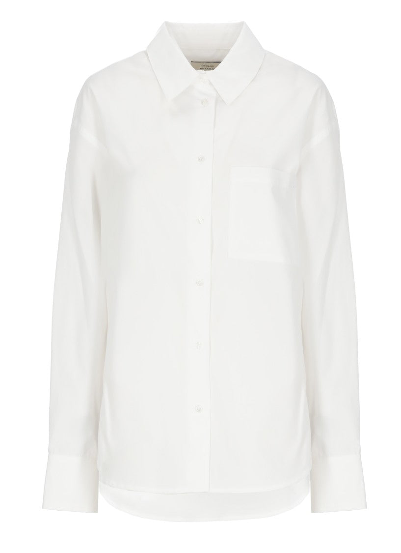 Loulou De Saison White Lee Embroidered Cotton Shirt