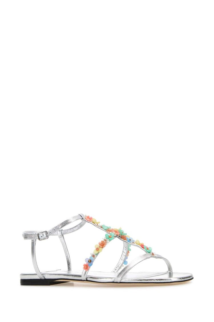 Jimmy Choo Silver Nappa Leather Daisy Sandals