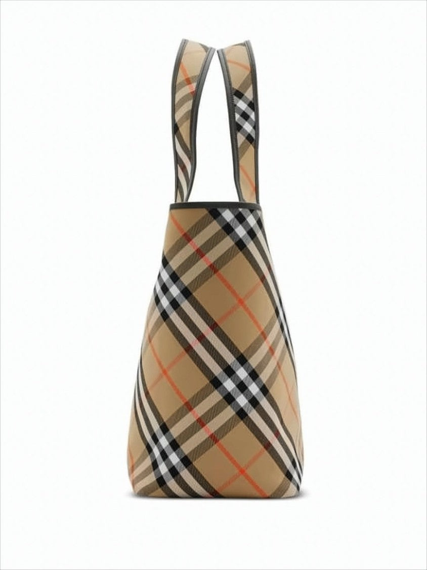 Burberry Classic Check Pattern Cotton Tote Bag