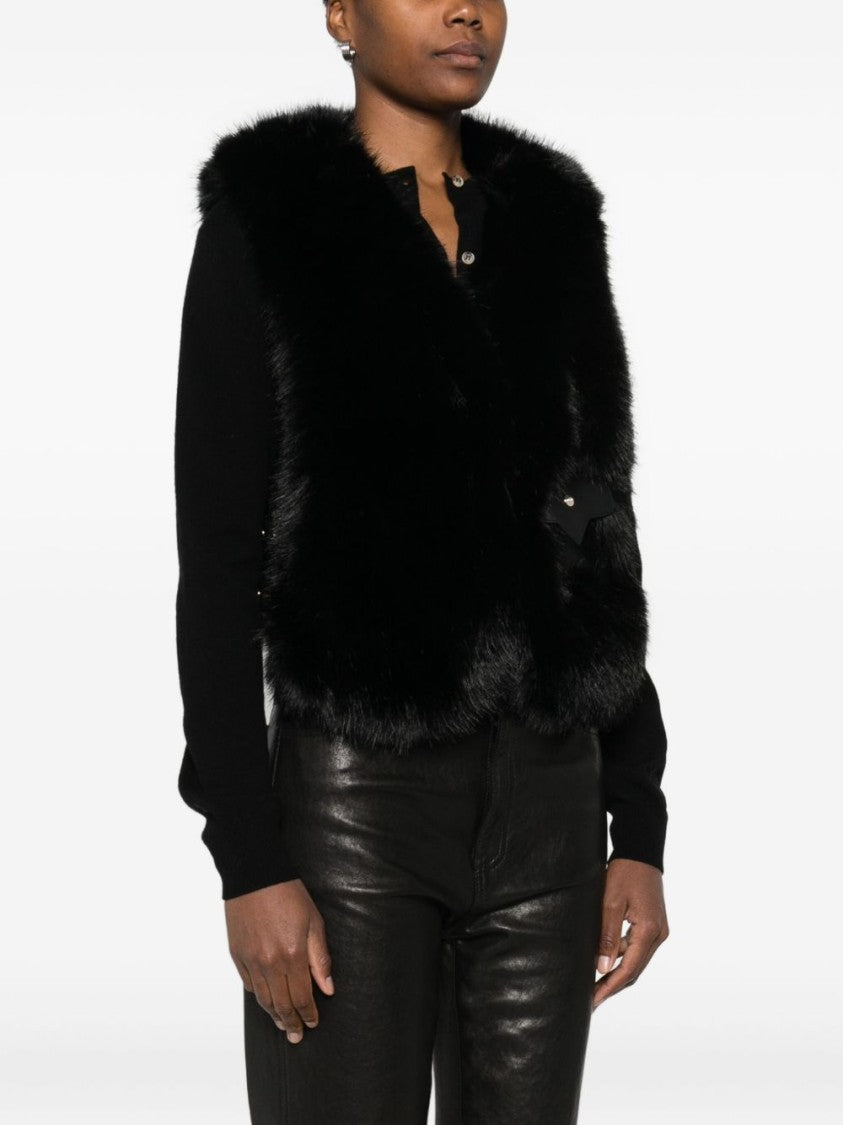 Blugirl Sleeveless Black Faux Fur Vest
