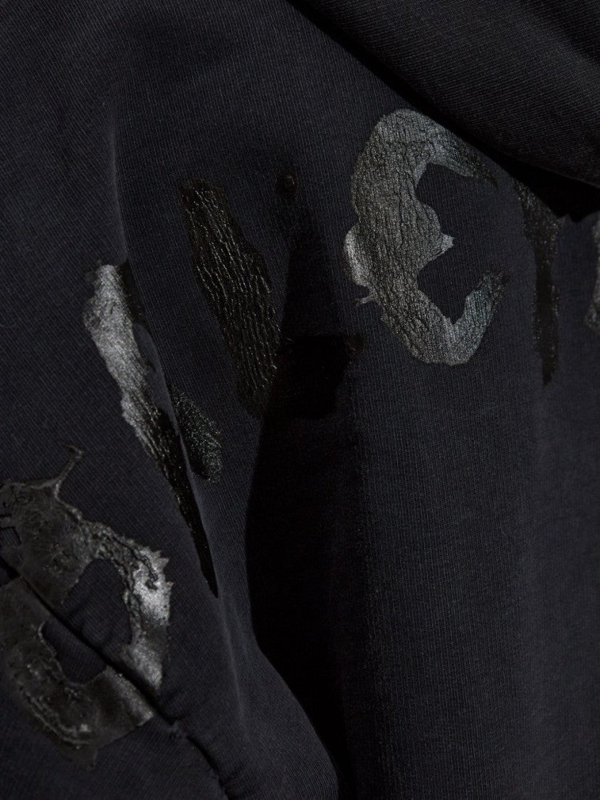 Balenciaga Washed Black Cotton Oversized Sweatshirt