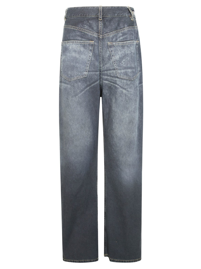 Mm6 By Maison Margiela Faded Wide-Leg 5-Pocket Jeans