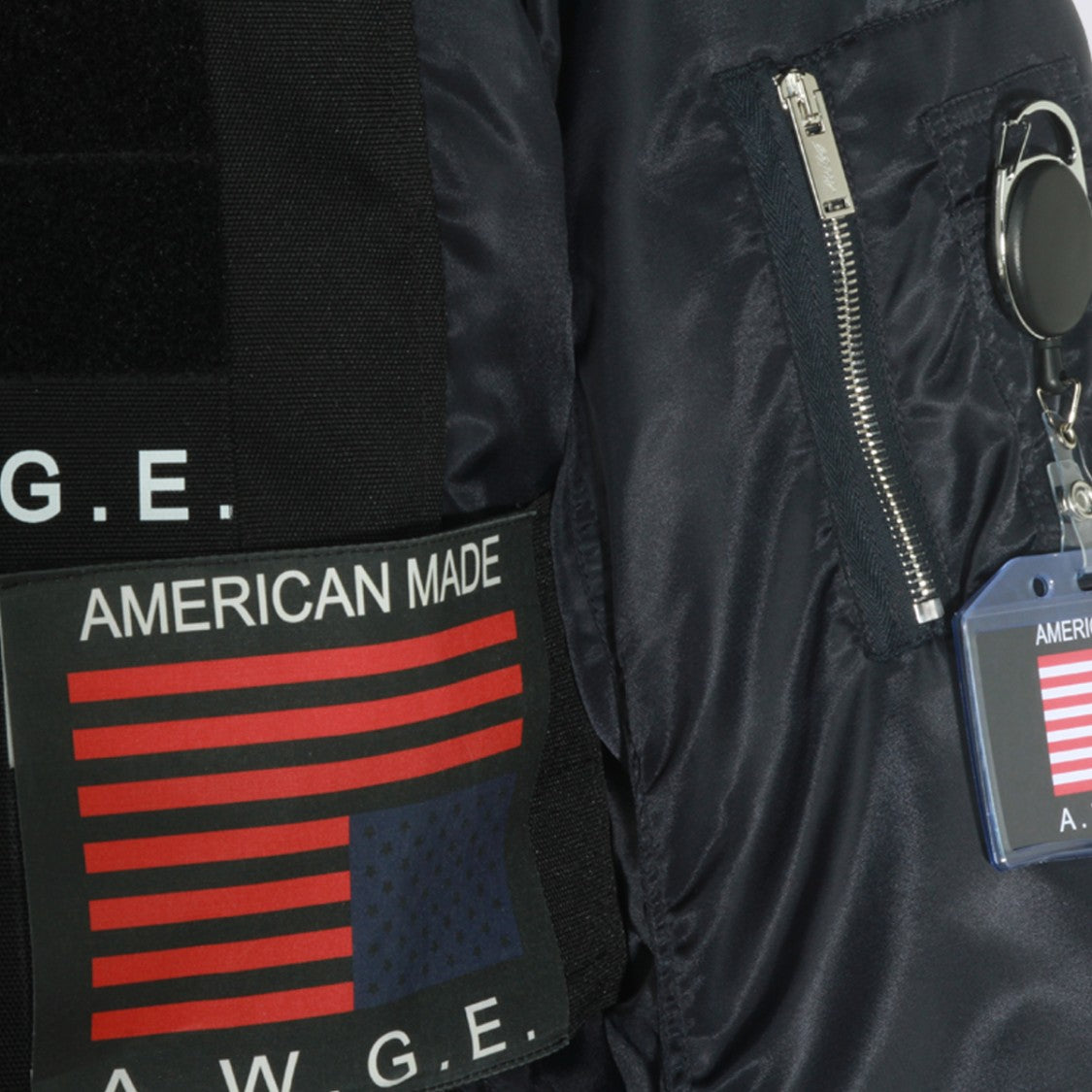 Awge Bomber Jacket With Ribbed Cuffs And Signature Patches