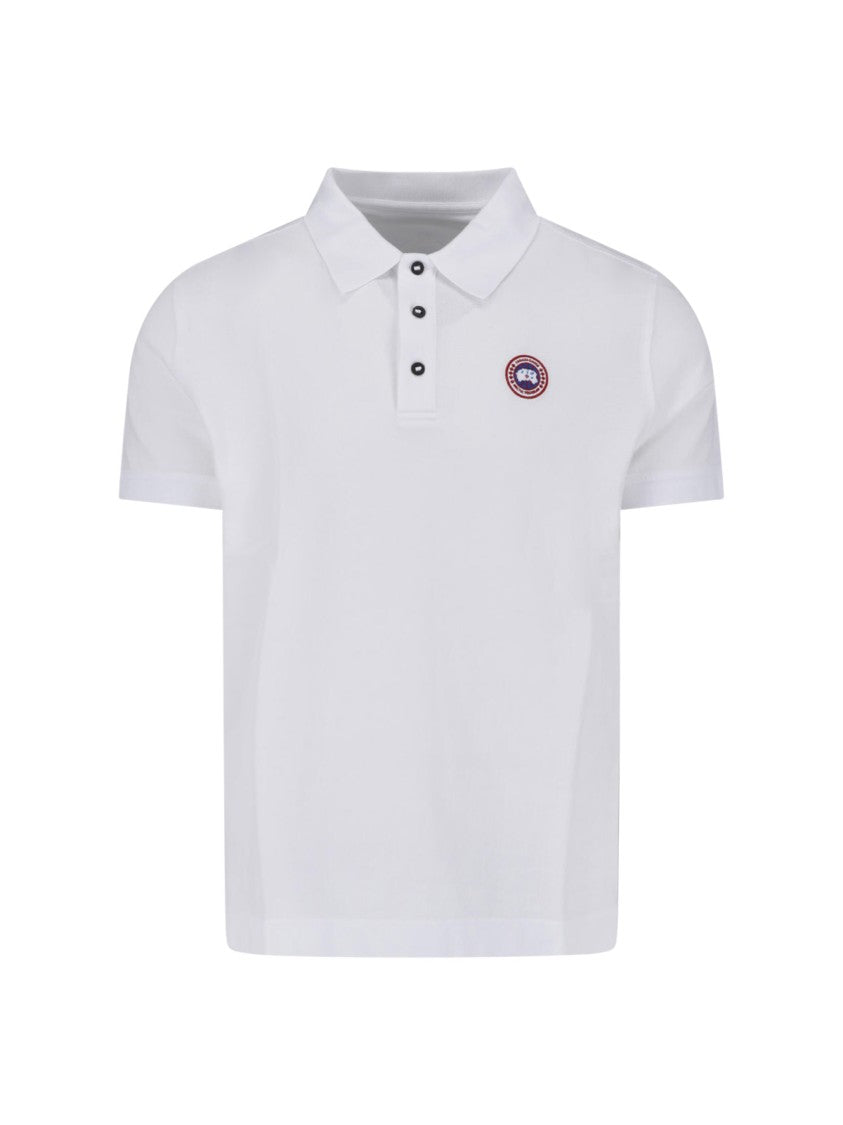 Canada Goose Minimally Designed Short-Sleeve Polo Shirt With Button Placket And Embroidered Patch