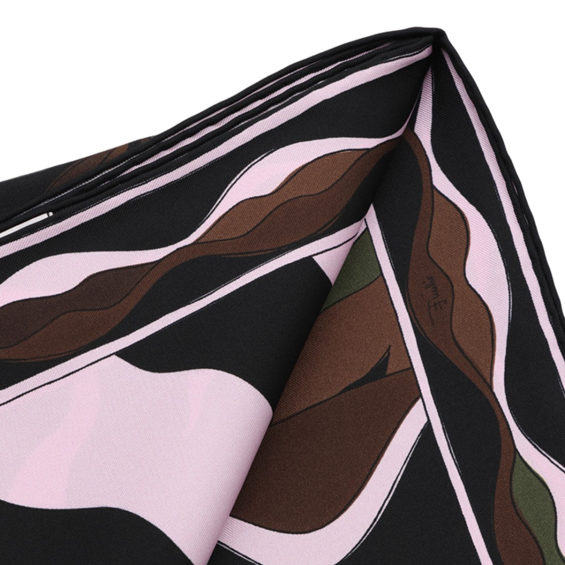 Emilio Pucci Abstract Leaf Geometric Border Square Scarf