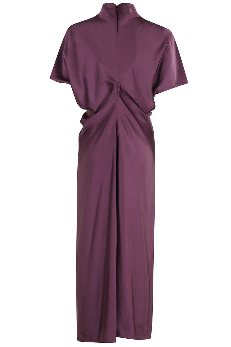 Federica Tosi Eggplant Long Dress With High Neck