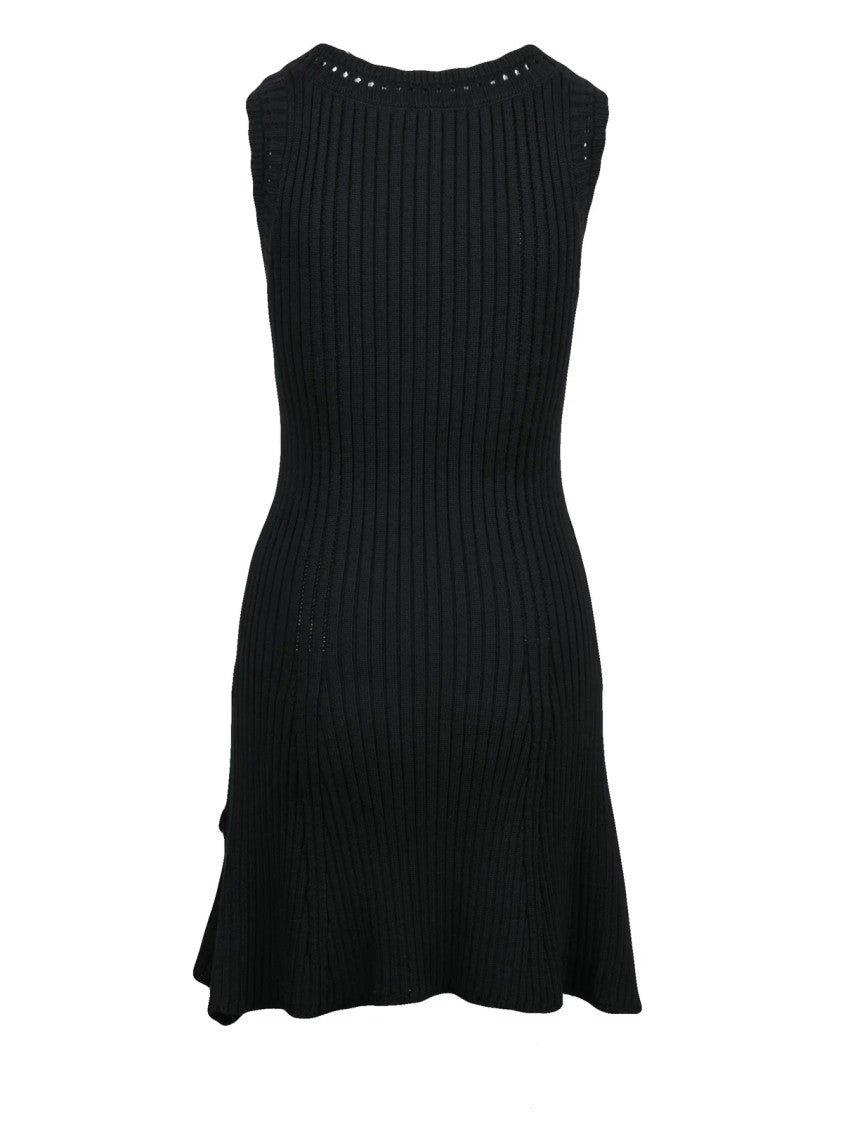Mo5ch1no Jeans Black Ribbed Stretch Cotton-Blend Mini Dress