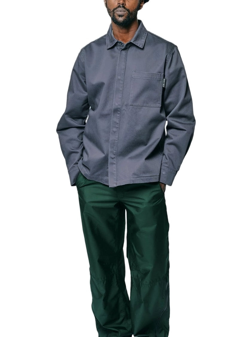 Gr10k Long Sleeve Grey Shirt With Subtle Logo Detail And Classic Collar