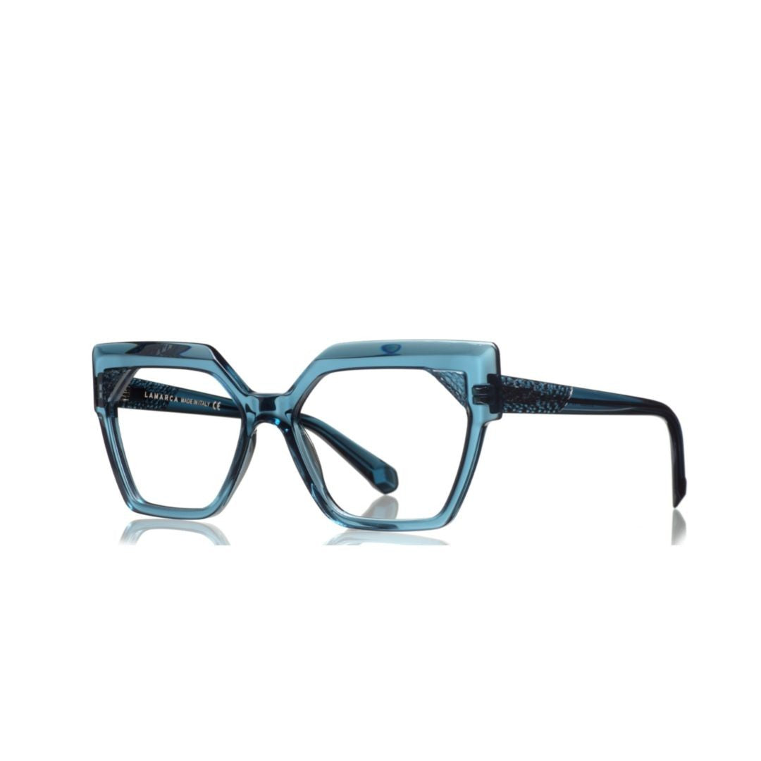 Lamarca Blue Ceselli 162 Translucent Acetate Geometric Eyeglasses
