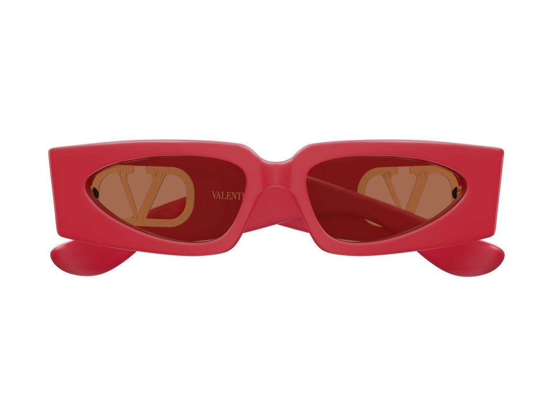 Valentino Gold Red Vg0001s Acetate Rectangular Sunglasses