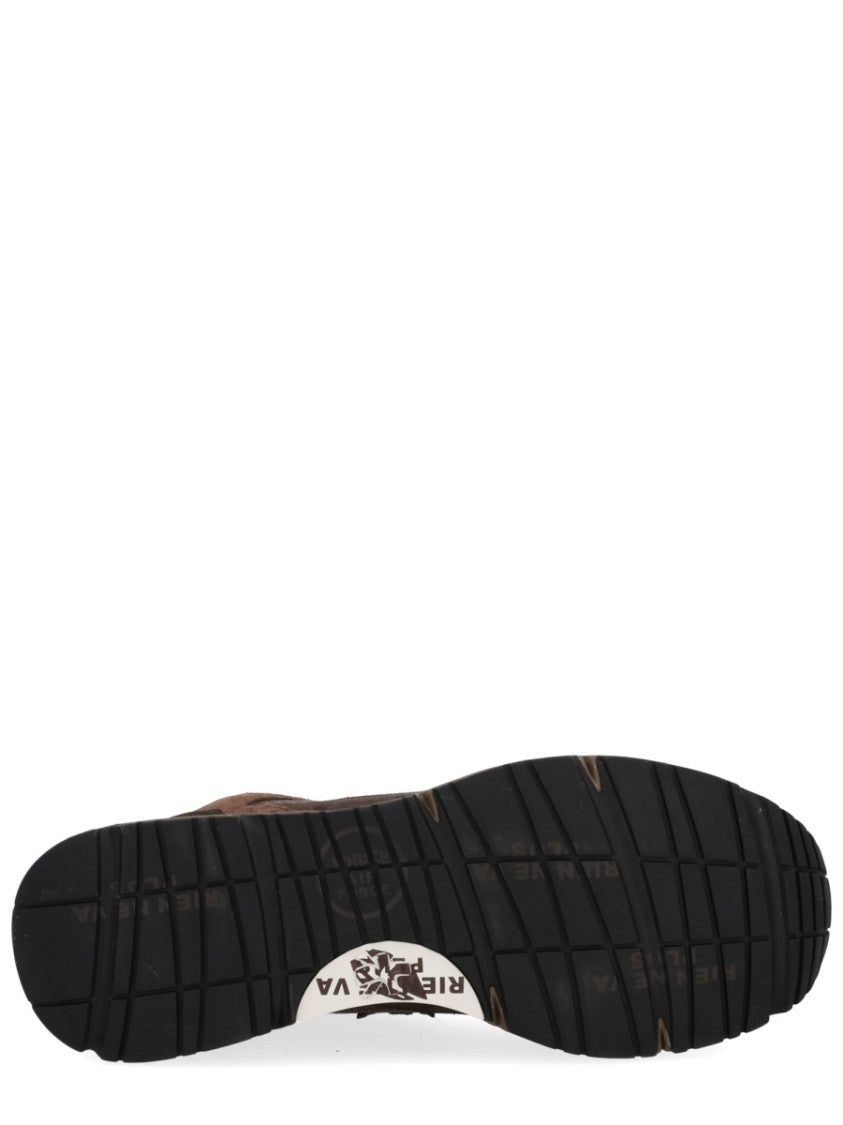 Premiata Textured Brown Sneakers With Calf Leather And Mesh Detail