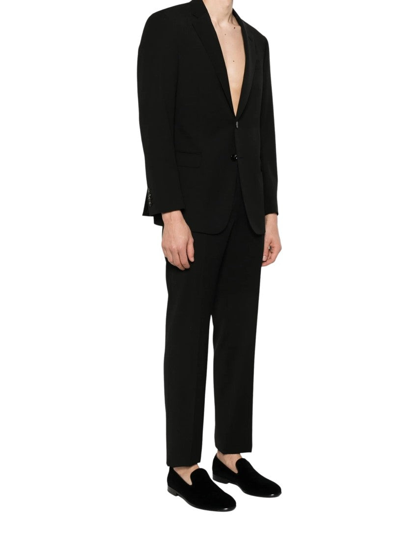 Giorgio Armani Black Structured Twill Virgin Wool Suit