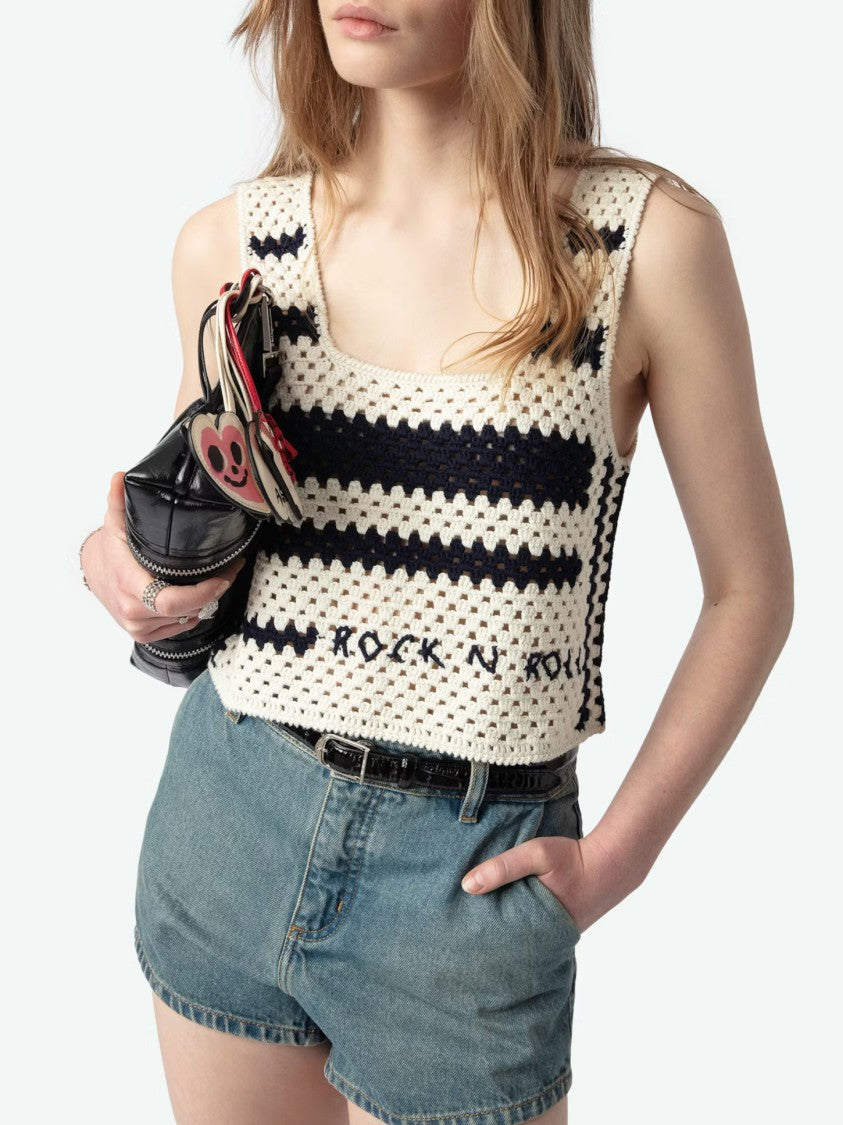 Zadig & Voltaire Cropped Knit Top With Striped Pattern