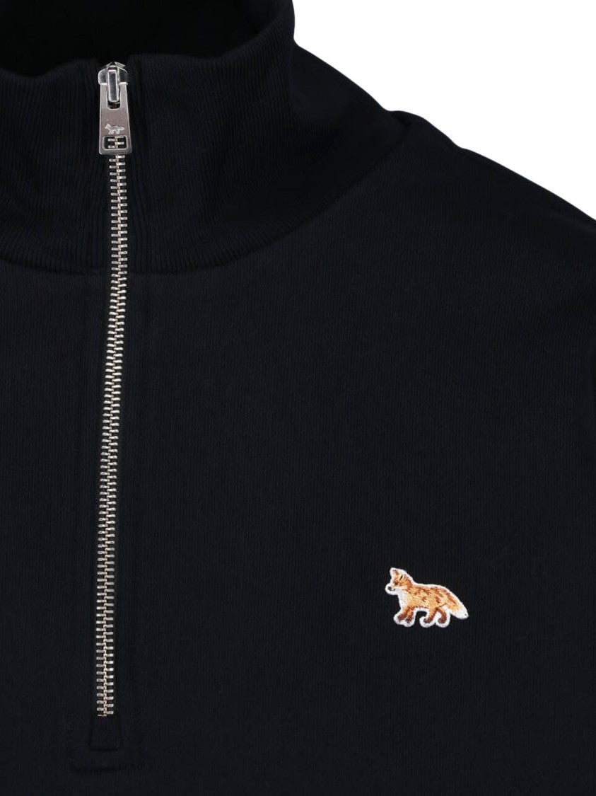 Maison Kitsuné Fox High Collar Zip Organic Cotton Sweatshirt