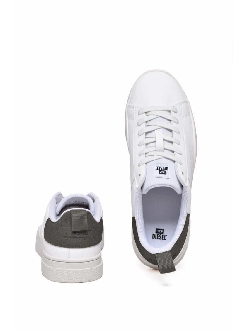 Diesel White Rubber Perforated Sneakers