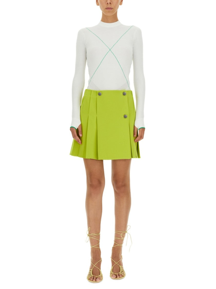 Bottega Veneta Pleated Mini Skirt With Button Closure