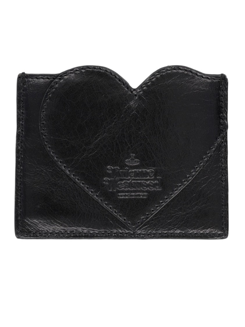 Vivienne Westwood Black Heart-Detail Calfskin Leather Wallet