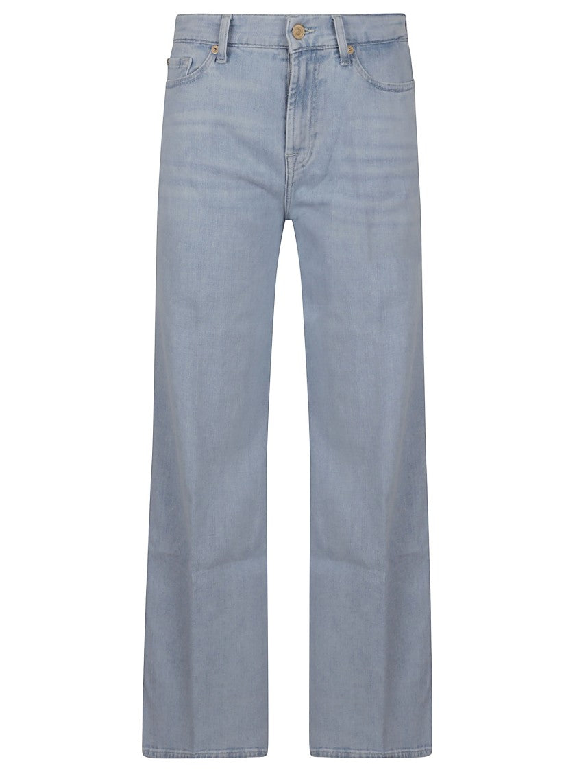 7 For All Mankind Vintage Light Blue Denim Cropped Jeans