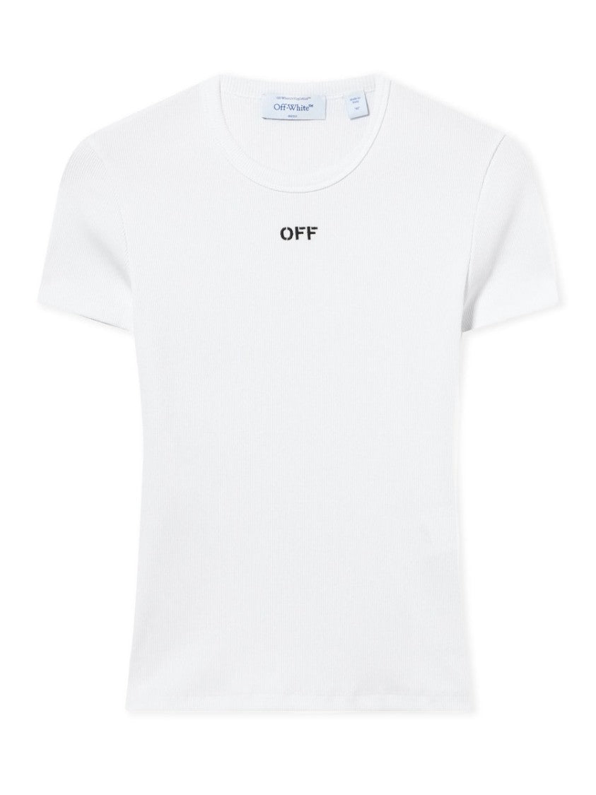 Off-White Logo Cotton-Blend Fitted T-Shirt