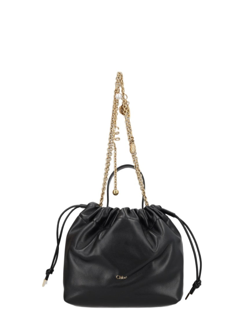 Chloé Small Gathered Leather Shoulder Bag With Gold-Tone Chain