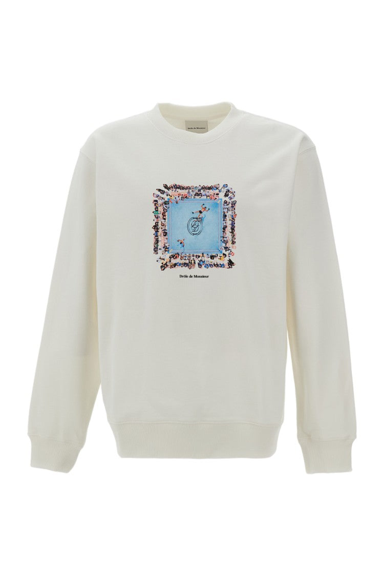 Drôle De Monsieur Cream Boxer Ring Cotton Sweatshirt