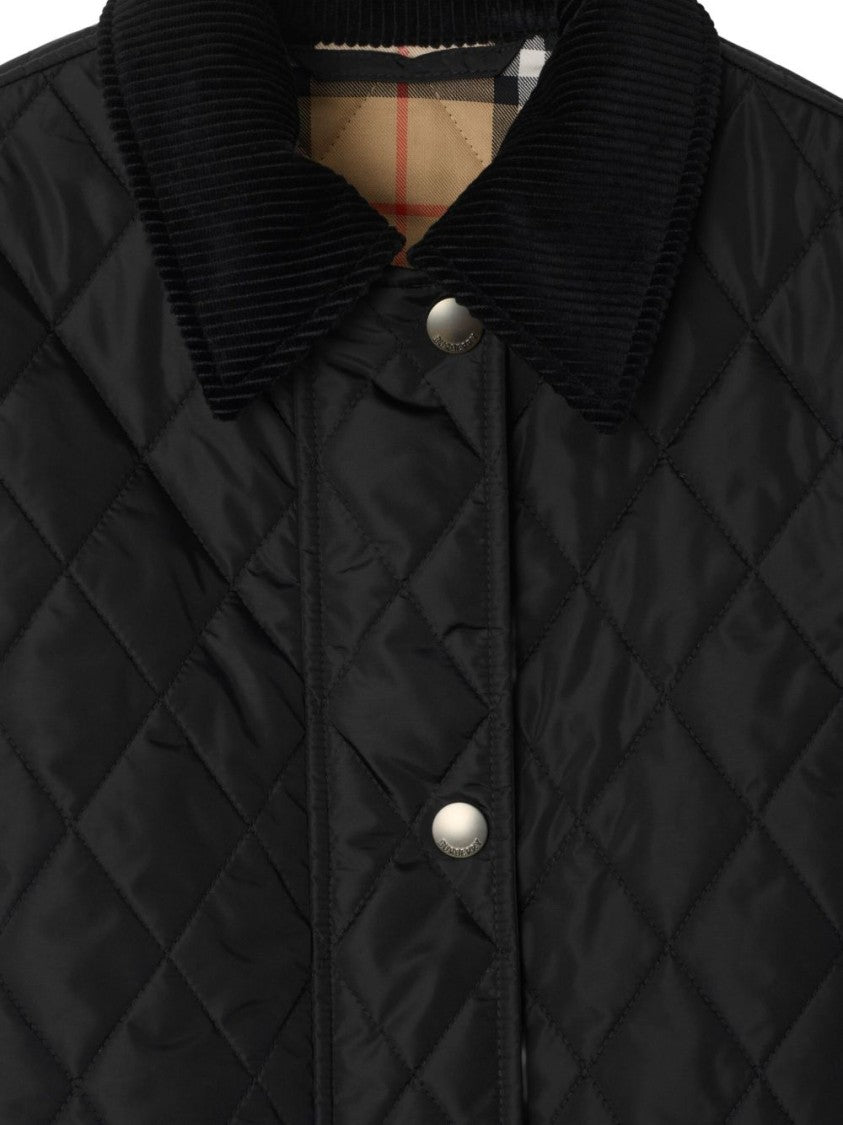 Burberry Quilted Corduroy Collar Snap Button Jacket
