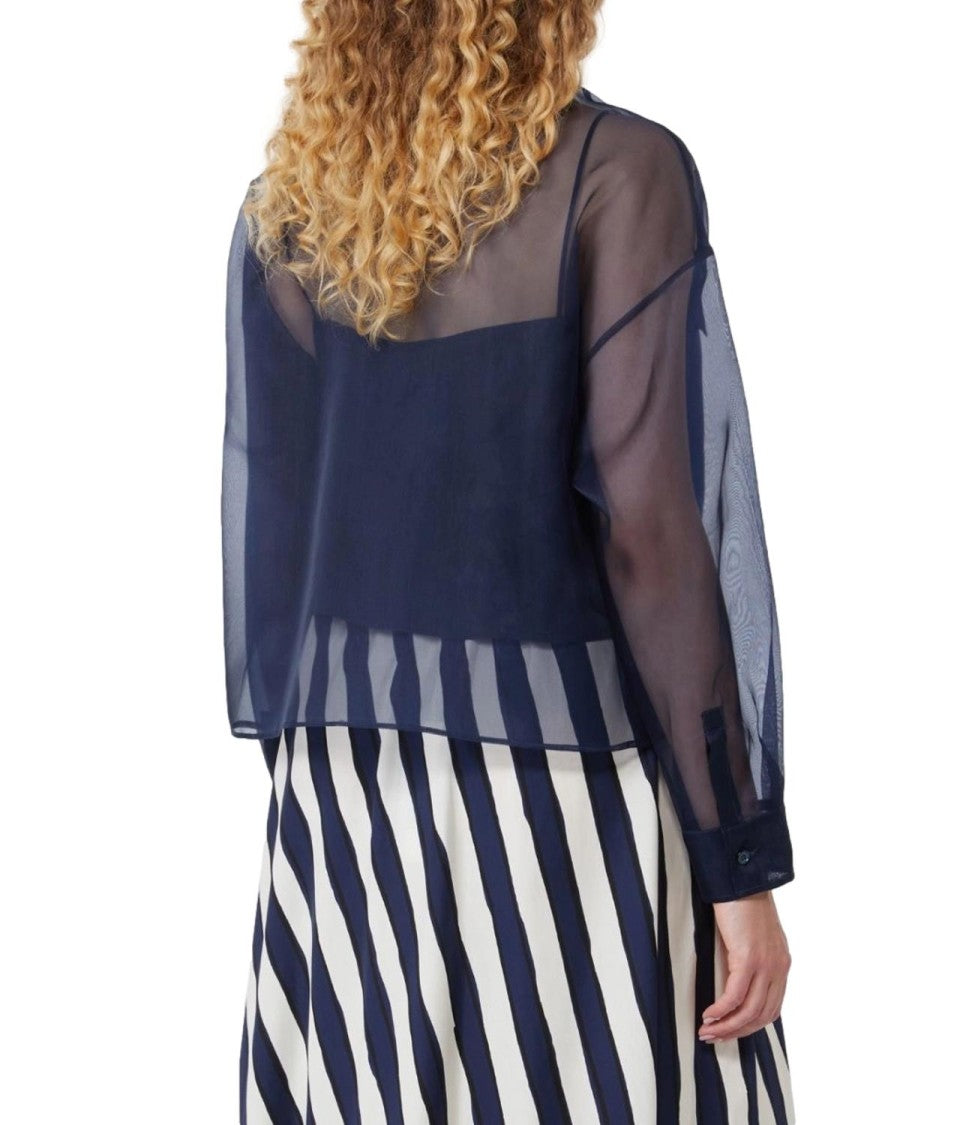 Max Mara Blue Wkdcolomba Silk Blend Shirt