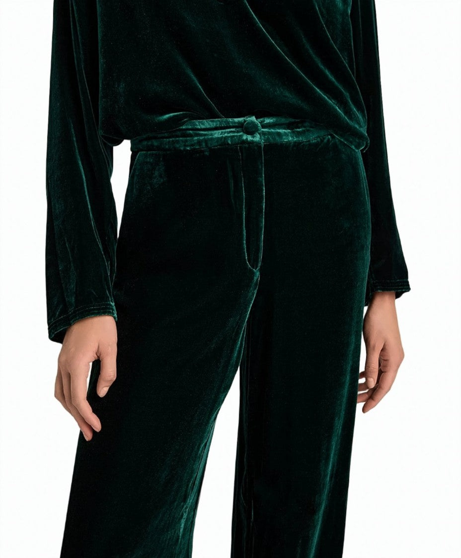 Momonì Viscose-Silk Velvet Wide-Leg Palazzo Pants