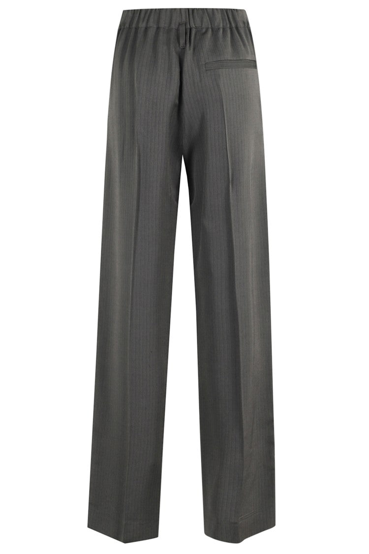 Tela Straight-Leg Loretta Pants With Subtle Pinstripe