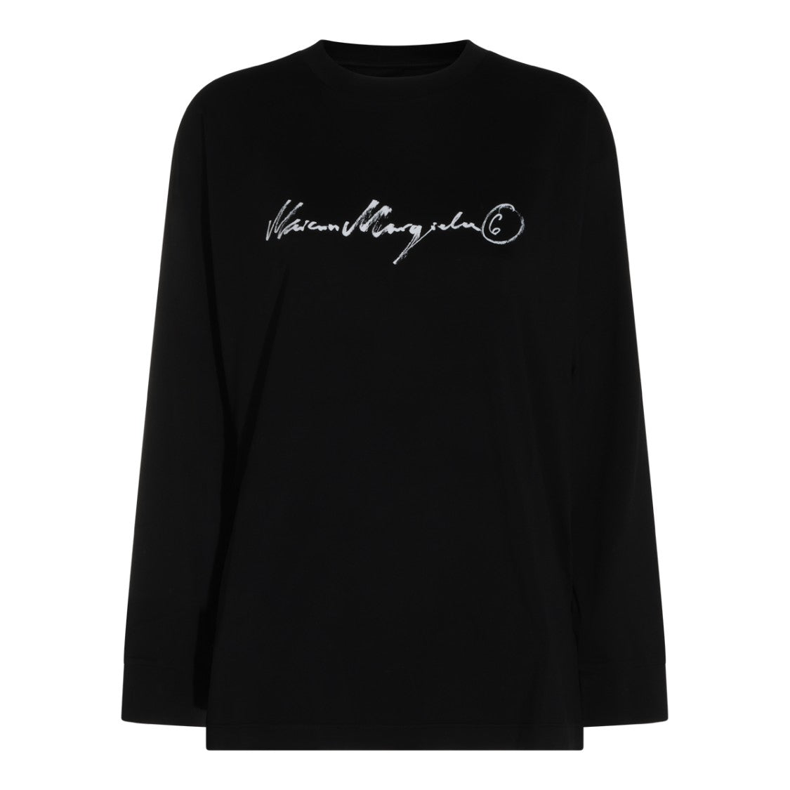 Mm6 By Maison Margiela Black Handwritten Print Long-Sleeved T-Shirt