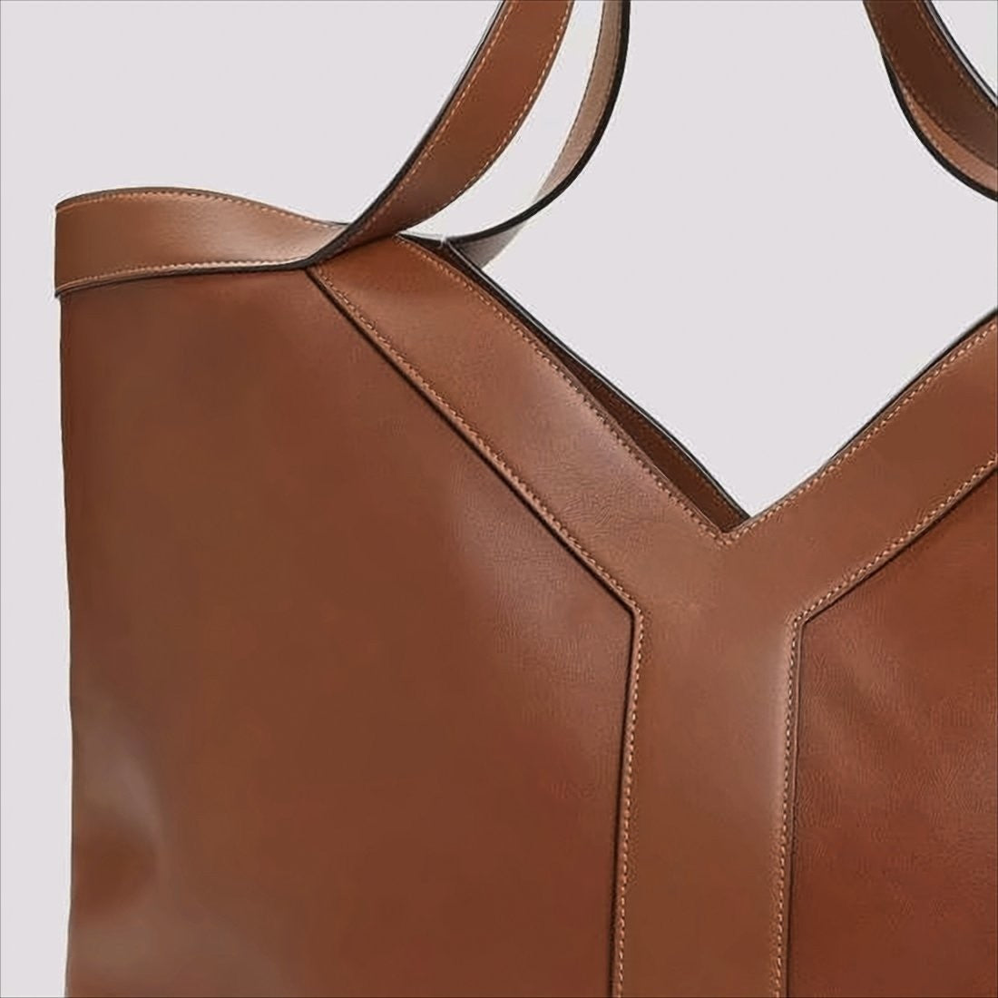 Saint Laurent Spacious Brown Calf Leather Tote Bag