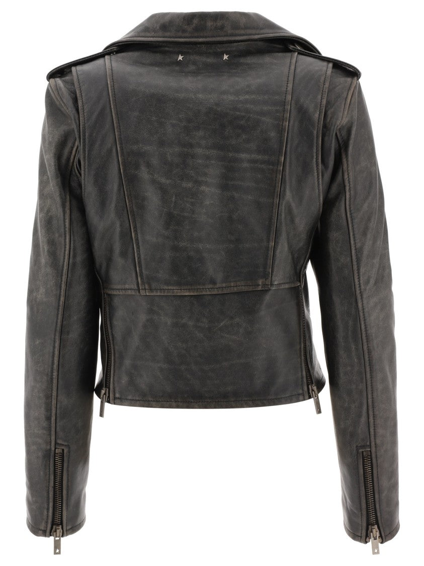 Golden Goose Leather Jacket "Chiodo Destiny"