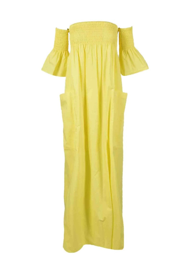 Semi Couture Yellow Cotton Long Dress