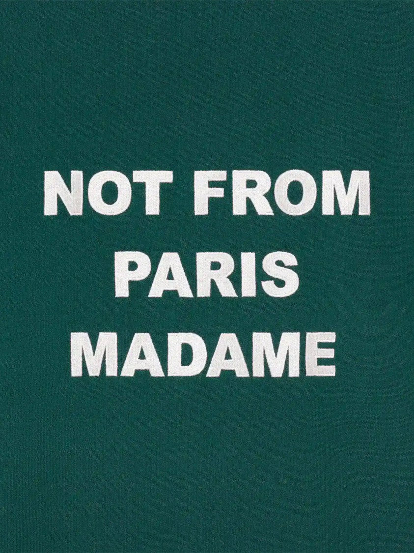 Drôle De Monsieur Deep Green Crew Neck Sweatshirt With Graphic Slogans