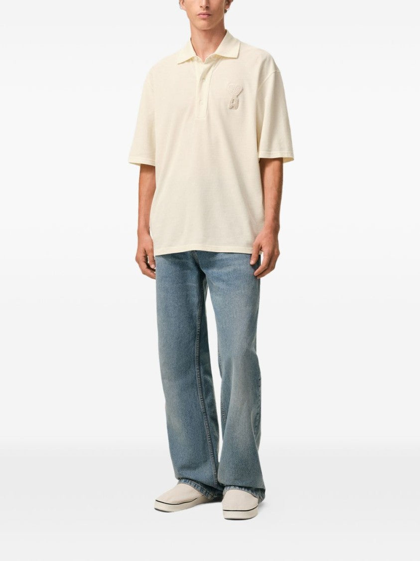 Ami Paris Boxy-Fit Piqué Knit Polo Shirt