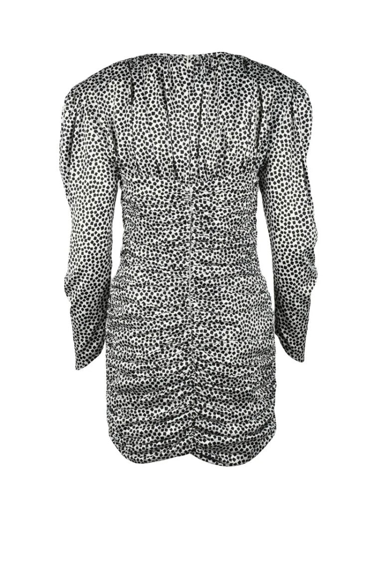 Nine Minutes Short Ruched Dress - White/Black