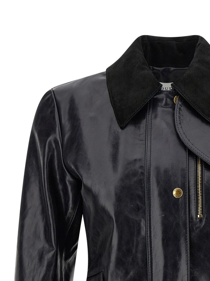 Mcqueen Flared Fit Full-Grain Leather Jacket With Peplos Hem