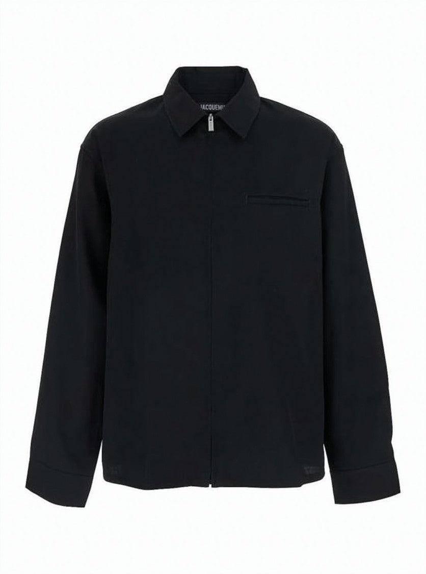 Jacquemus Straight-Cut Zip-Up Jacket With Classic Collar And Subtle Logo
