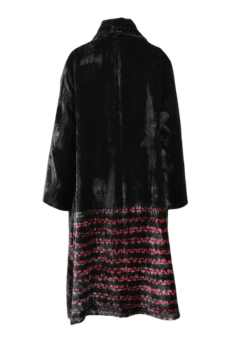 Raga Silk Velvet Overcoat - Black