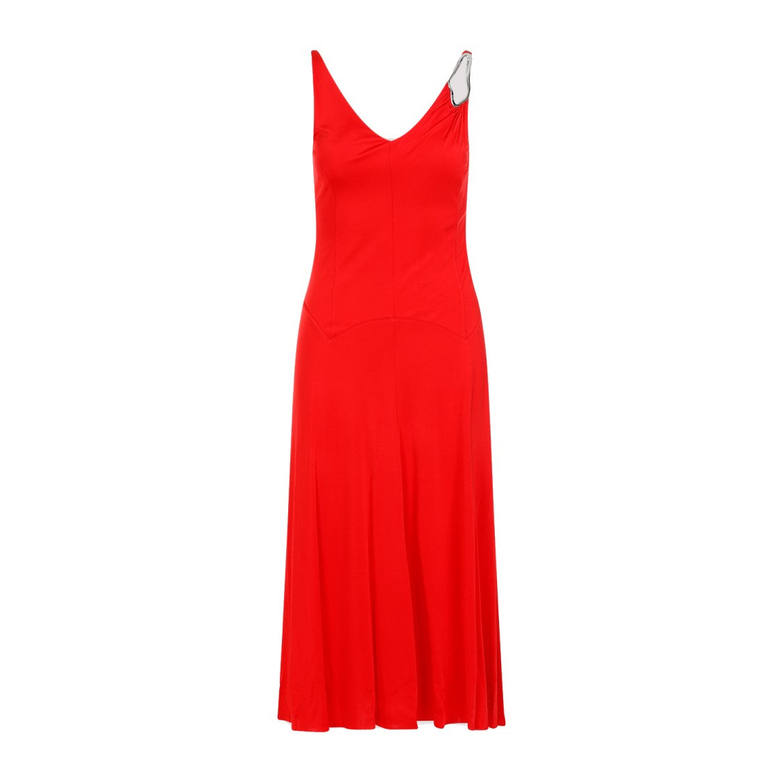 Lanvin Red Flame Sleeveless A-Line Midi Dress
