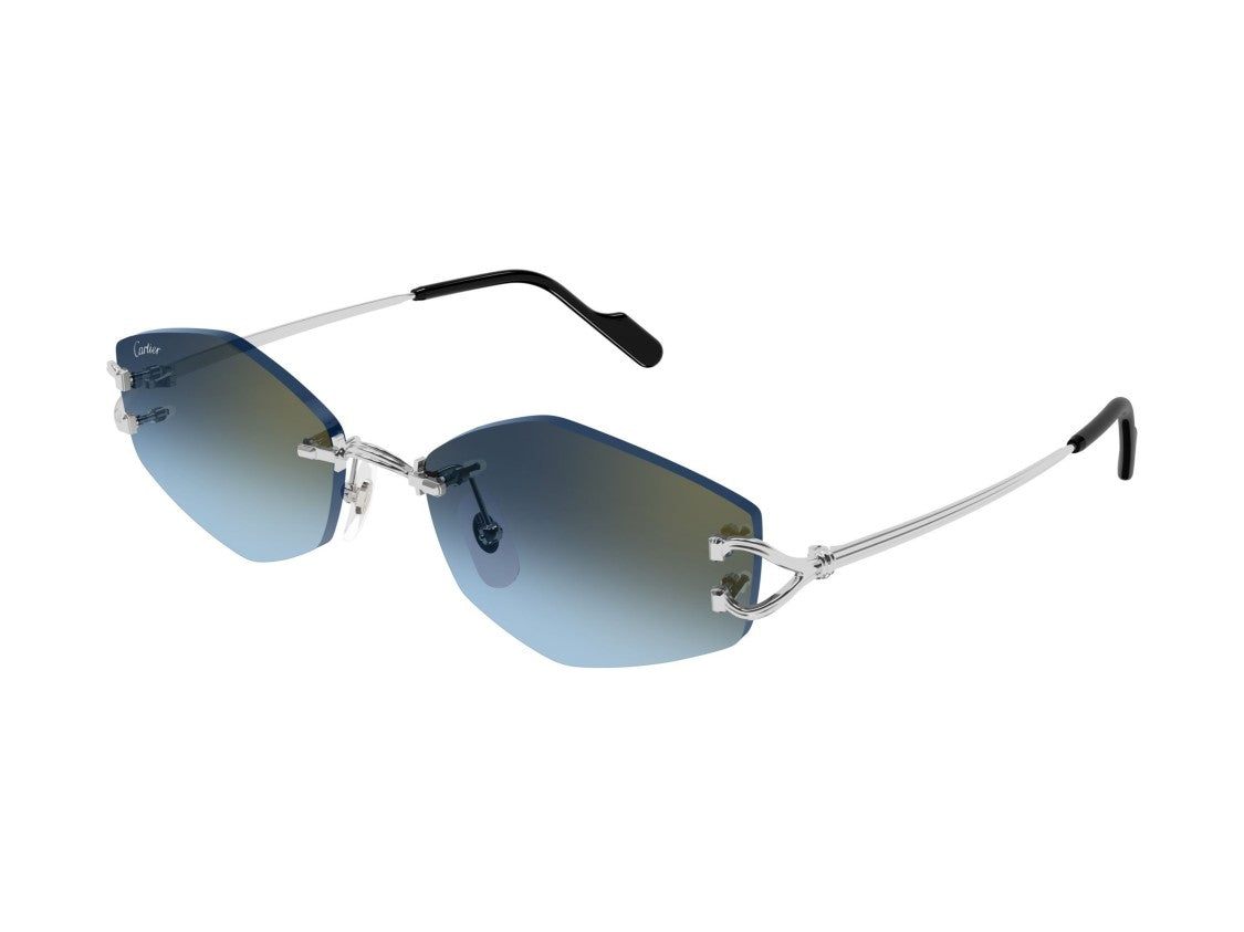Cartier Blue Ct0620s Gradient Rimless Sunglasses