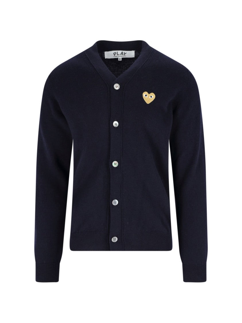 Comme Des Garçons Navy Blue Wool Cardigan