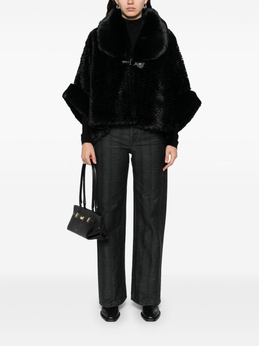 Liu Jo Cropped Black Faux Fur Coat