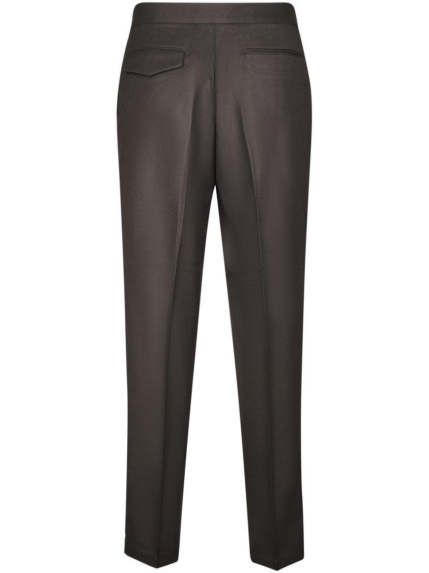 Cellar Door Tailored Brown Trousers With Adjustable Waistband And Refined Detailing