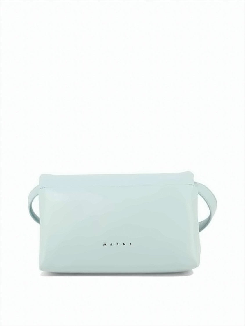 Marni Rectangular Blue Leather Crossbody Bag With Adjustable Strap