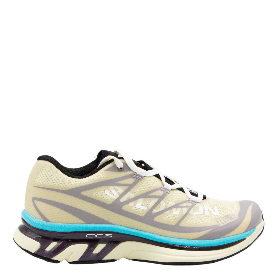 Mm6 By Maison Margiela X Salomon Translucent Beige Sneakers With Grey Overlays And Dynamic Sole